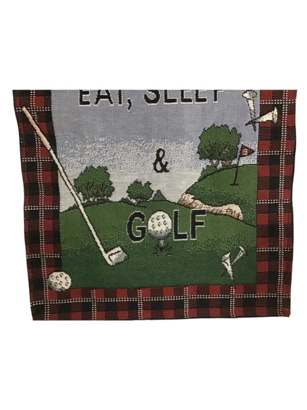 Windham Weavers Vintage 2001 Eat Sleep and Golf Tapestry Wall Hanging